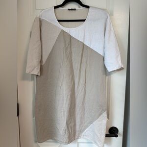 For Cynthia Dress Womens Sz M Colorblock Linen Blend Beach Vacation Summer Tunic